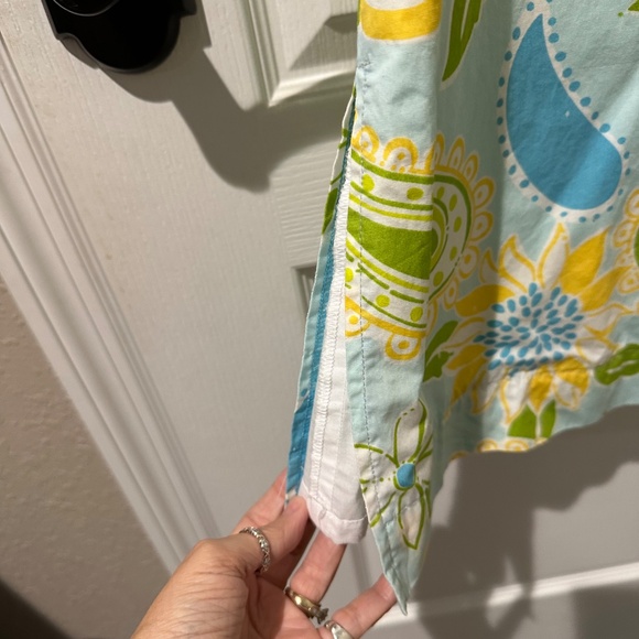 Lilly Pulitzer Vintage Blue Green Yellow Sunflower Paisley Shift Dress - Picture 4 of 6